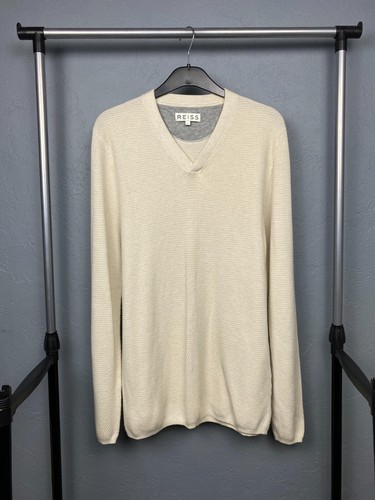 Reiss, Reiss Vintage Mens Knit V-Neck Sweater Jumper Size L