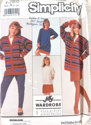 Simplicity S9886 Dress Top Cardigan Size A 7-14 Jiffy Wardrobe Five Easy Pieces
