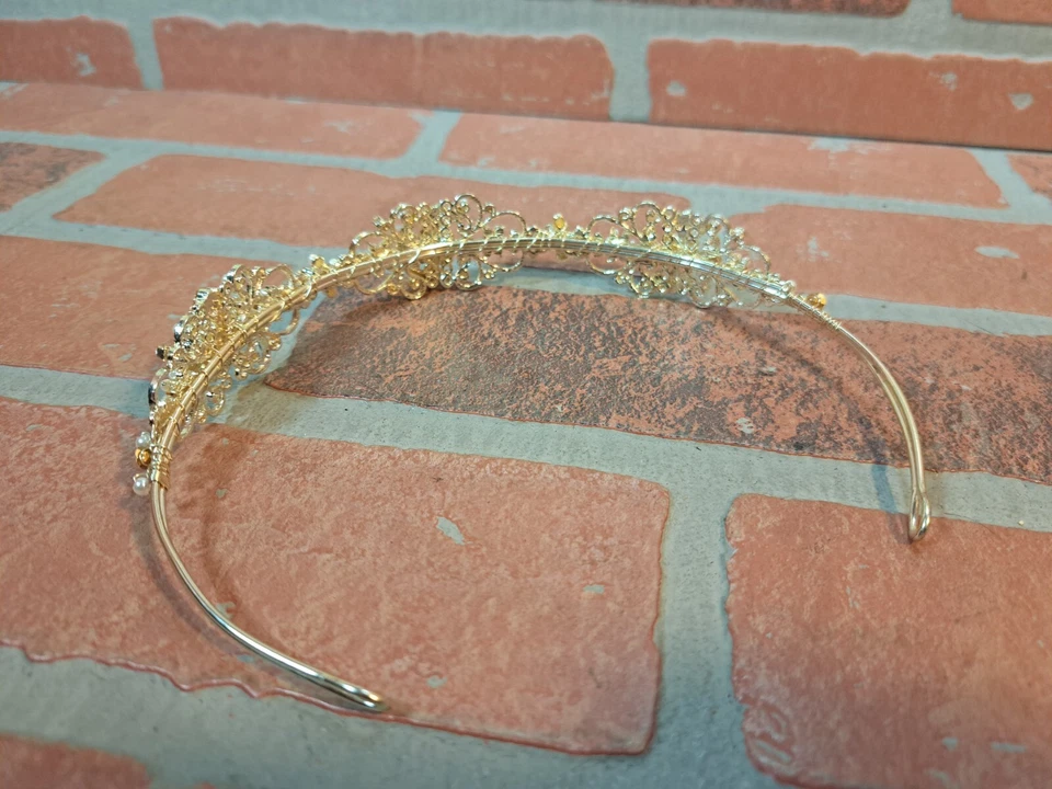 Davids Bridal Tiara Gold Crystal Motif Anime Cosplay, Wedding  - Image 4 of 4