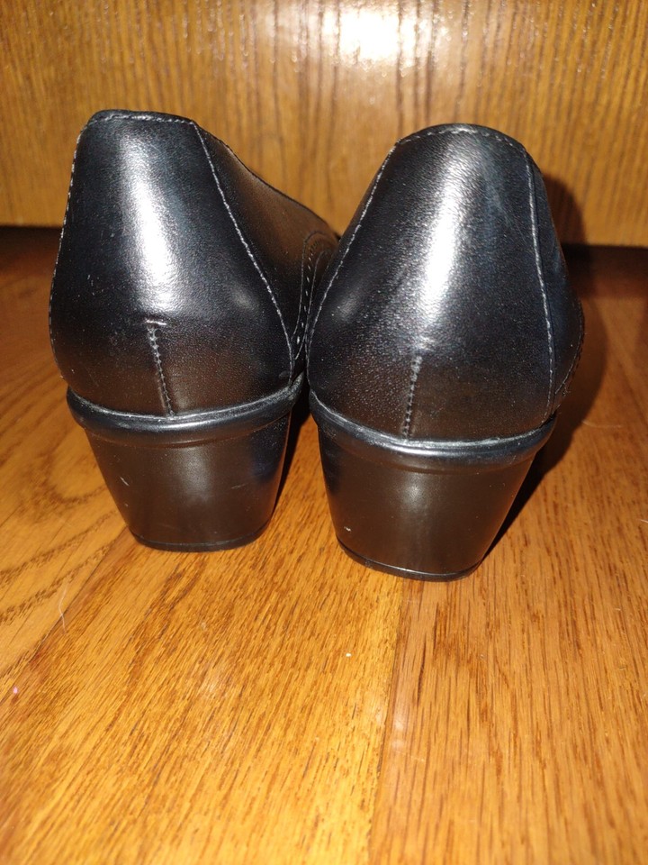 Clarks Mary Jane Block Heel Black Leather Size 7 Excellent Condition eBay