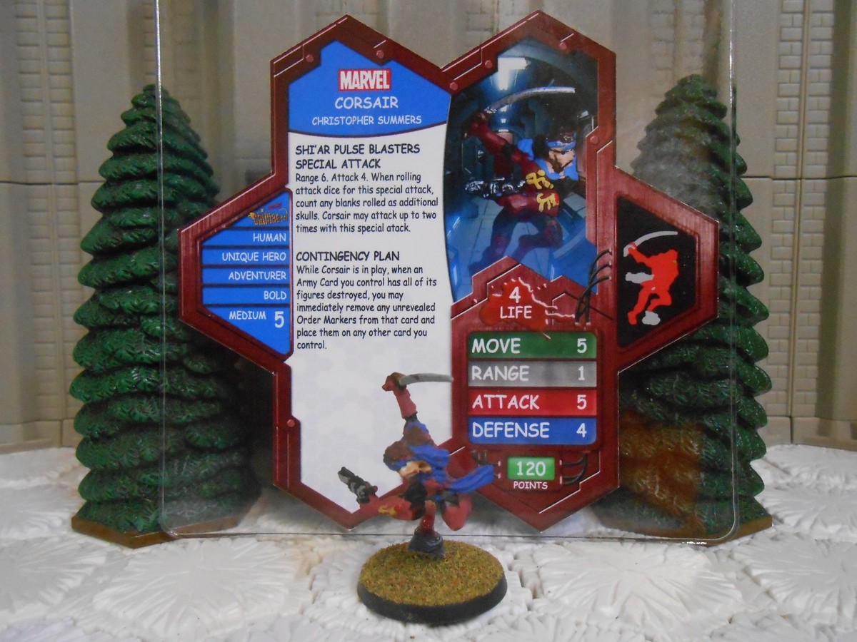 Heroscape Custom Corsair Dbl Sided Card & Fig w Sleeve Marvel Starjammers  Shi'ar