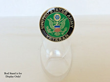 Handgun Firearm Gun Safe Shelf Display Rod - US Army Veteran  1" Enamel Topper