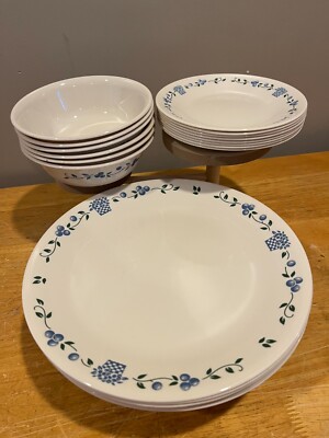 Corelle Blueberry Bouquet Blue Fruit Basket Spring Replacement Dishes Vintage