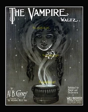 5x7 THE VAMPIRE Vintage 1911 Halloween goth witch sheet music Art print