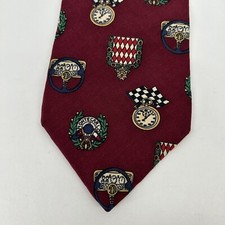 Tommy Hilfiger Neck Tie Mens Red Printed Italian Silk Vintage Made In USA
