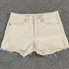 GAP Slim Cut Offs Shorts Womens 26 Off White Faded Denim Frayed Hems