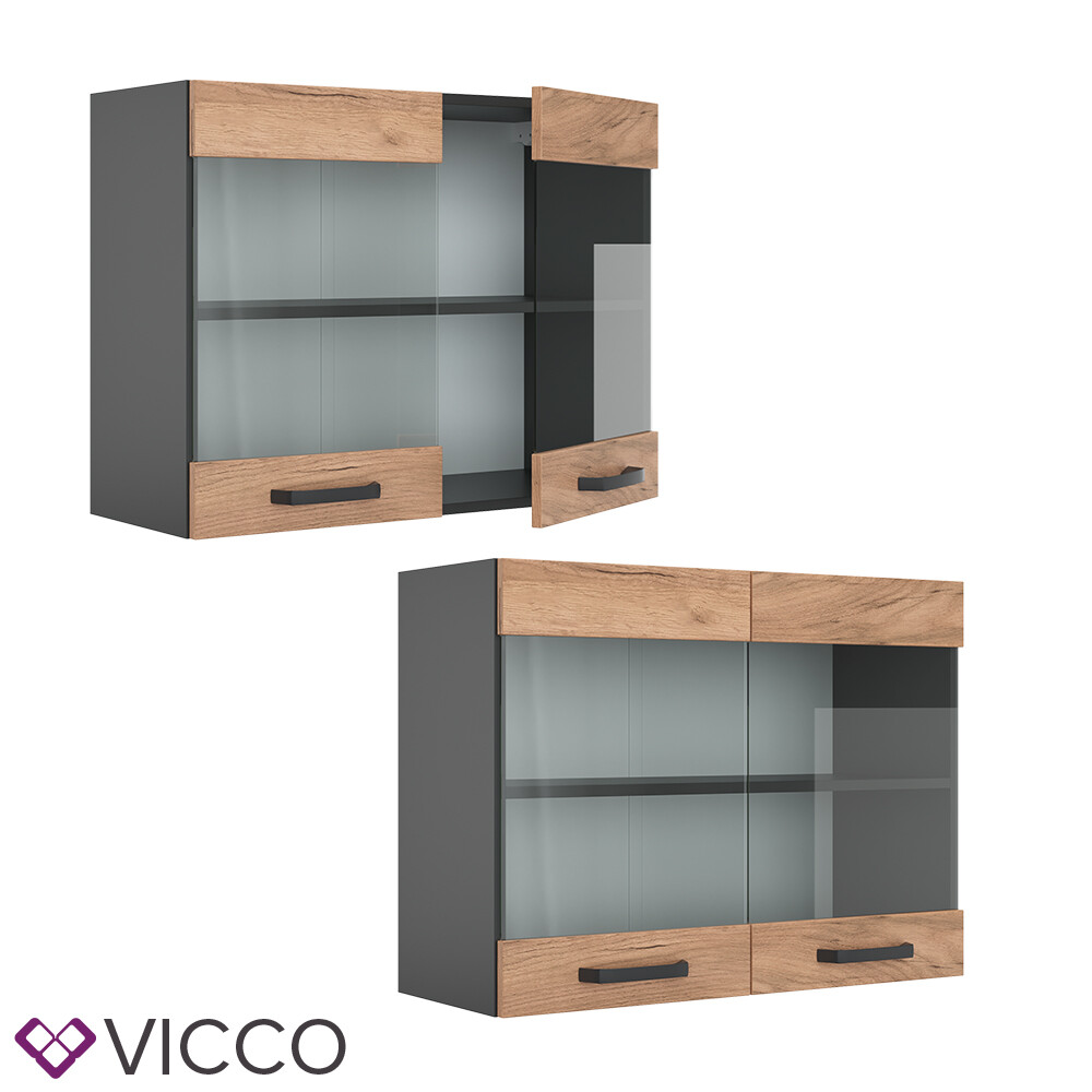 Vicco Elément haut de cuisine Anthrazit-Gold Landhaus 57cm