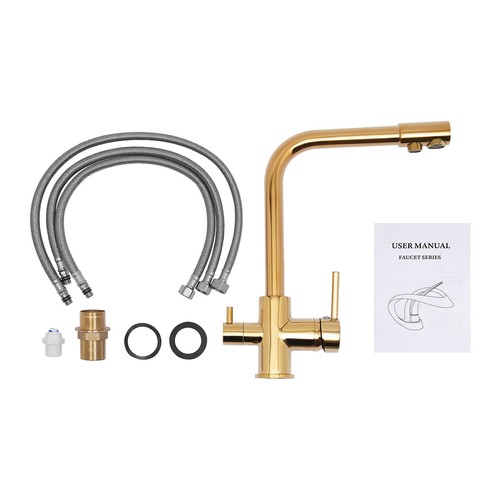 Grifo de agua potable de 3 vías blanco/oro grifo de cocina filtro de agua grifo - Imagen 34 de 35