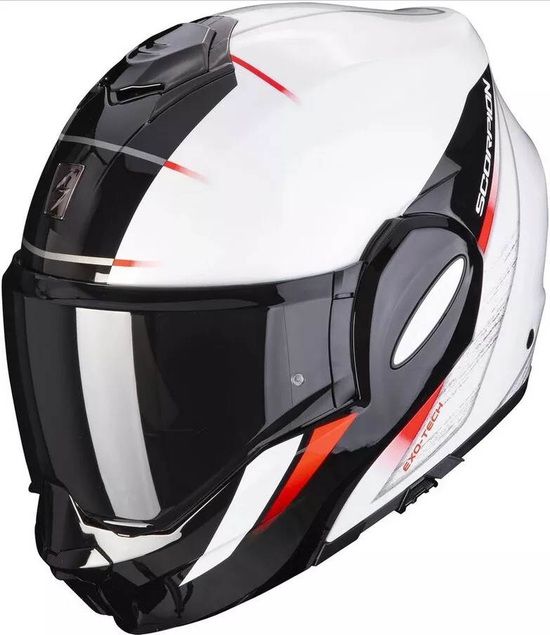 Helmet Modular Motorcycle Scorpion Exo Tech Primus Black White Black Helmet