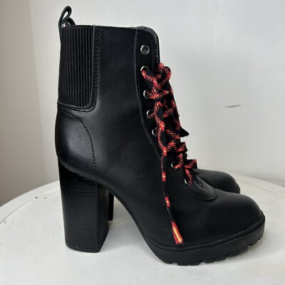 Latch Black Leather Boots Steve Madden Women's Latch Lace-Up