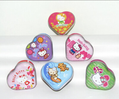 Yujin Hello kitty Heart Container metal box gashapon figure (FULL SET 6 pcs)