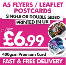 A5 Postcard Flyer/Leaflet Printing 400gsm Premium Artcard Quality Printed Flyers