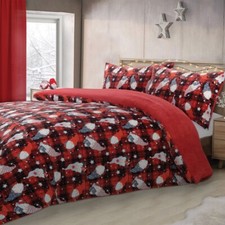 Image of Gonk Tartan Check Teddy Fleece Duvet Cover Sets Super Soft Thermal Warm Bedding