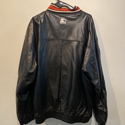 Vintage 90s Chicago Bulls Leather Jacket Coat Mens CXL Starter NBA