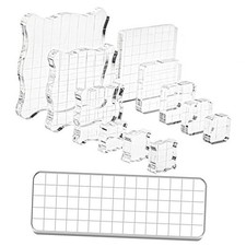 12 Pieces Acrylic Stamp Blocks, Assorted Sizes Clear Acrylic Mounting Blocks