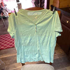 Croft & Barrow Womens XL Green Solid V-Neck S...