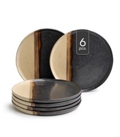 Brotteller 6Er Set Teller Servierteller Keramik Matt Schwarz Braun Ø 13 Cm