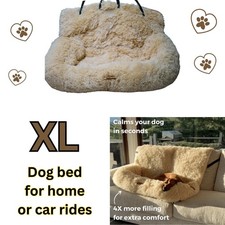 NEW Pelsbarn Dog Car Bed XL Beige Plush Travel Bed OPEN BOX SAVE WHEN YOU BUY 2