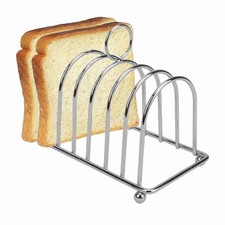 JIABEIUS Toast Rack, 6 Slice Bread Holder, 5.71 x 3.15 x 3.07 inches, Silver