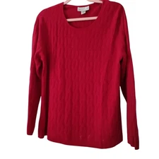 Precious Fibers Cashmere Knit Sweater Women's Large Weave Pattern Long Sleeve...
