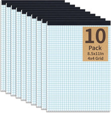 10 Pack Graph Paper Pads 8.5 X 11 Inch 4X4 Grid Ruled Notebook
