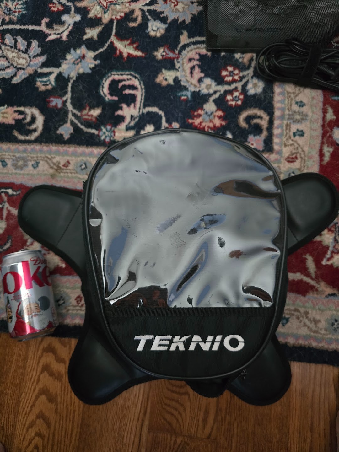 Teknic motorcycle tank bag with map pocket, magnetic flaps with strap,rain cover