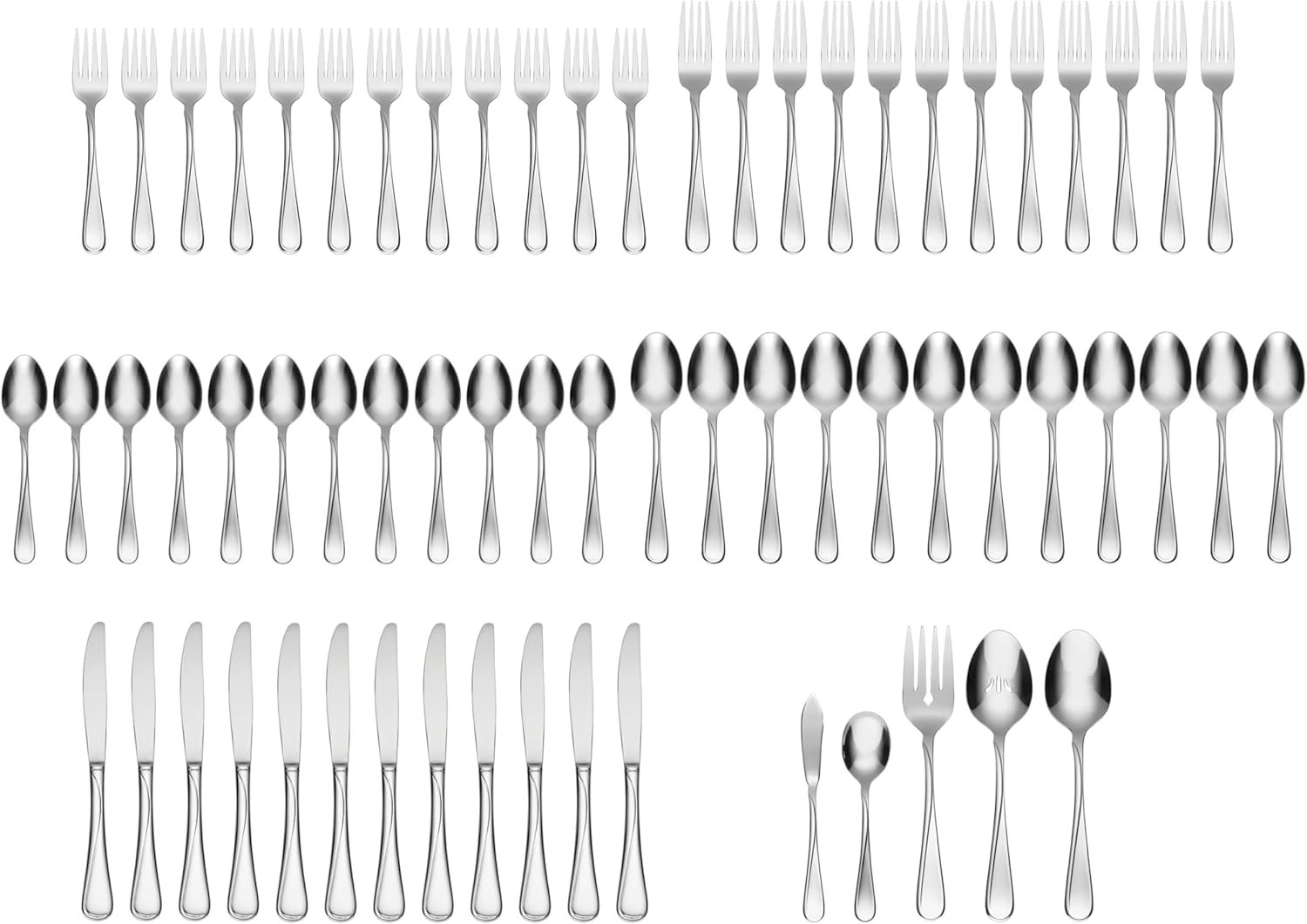 Flight Silverware Set for Dining Table, 65-Piece