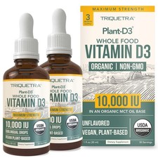 Organic Vitamin D3 10,000 IU - Plant D3, Vegan, Max Strength Liquid