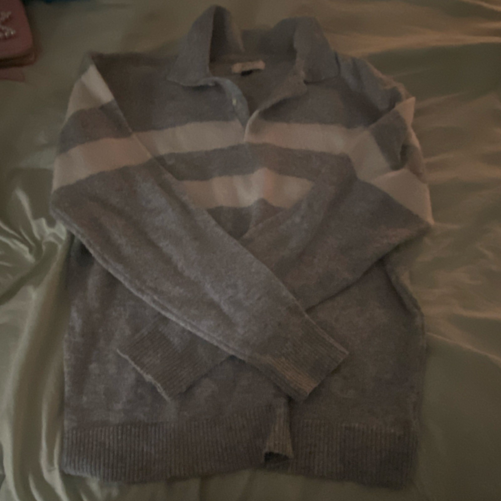 American Eagle Striped Knit Pullover Sweater Gray… - image 1