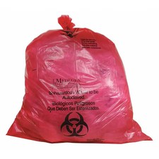 Biohazard Bags, 40 To 55 Gal., Red, Pk100, Aclb142848