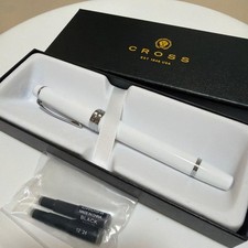 CROSS Fountain Pen white body with silver accents with black ink cartridge HY164