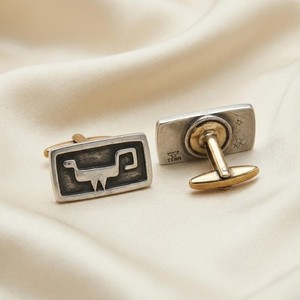 Vintage 1960s Roland Landerholm Pewter Animal Motif Cufflinks