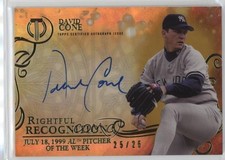 2015 Topps Tribute Rightful Recognition Gold 25/25 David Cone #NOW-DC Auto 7xr