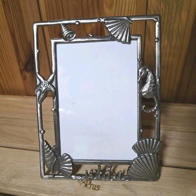 Sealife Photo Frame Metal Free-Stand Coastal Beach Decor For 4x6'' Pic 6x8'' Frame
