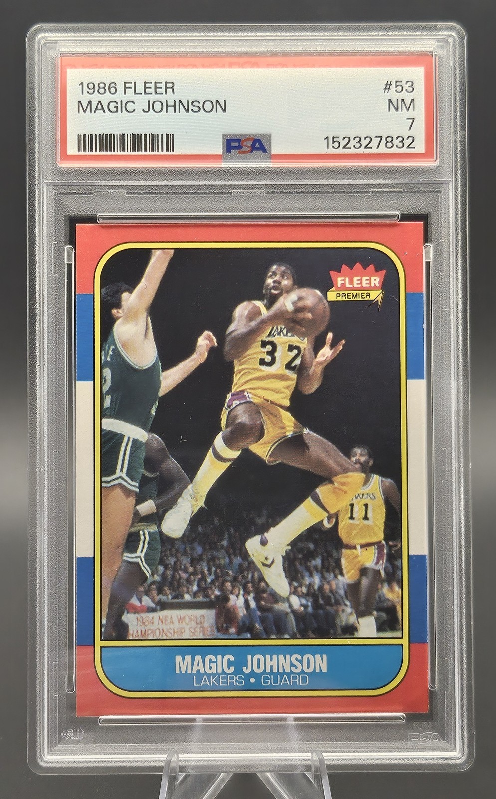 1986 Fleer - Magic Johnson #53 PSA 7 LA Lakers. HOF PSA 7 (NM) NEW case is mint 