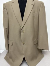 Hart Schaffner Marx Mens Suit, Beige, Worsted Wool, 2 Piece, 44R, 40 X 29, READ