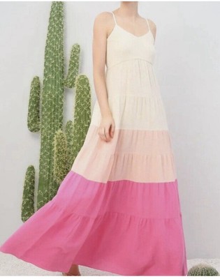 pink and brown maxi dress Pink Silk Maxi Dress for warm holidays – Lindsey Brown