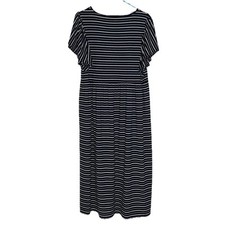Tommy Hilfiger Xlarge Stretchy Shift Dress Navy White Flutter Sleeve Striped