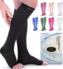 Doc Miller Open Toe Compression Socks 20-30 mmHg Toeless Sleeves Shin X-large 