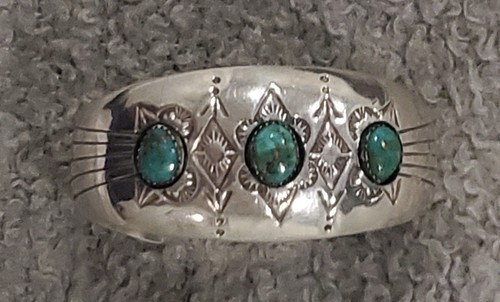 Vintage Navajo 925 Sterling Silver & Turquoise P. Benally 6.5" Cuff Bracelet 43g