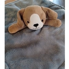 Carter's Blue Brown Puppy Dog Lovey Security Blanket Soft