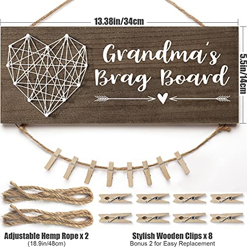 Grandma's Brag Board Grandma Gifts, Christmas Gifts for Grandma Walnut Brown