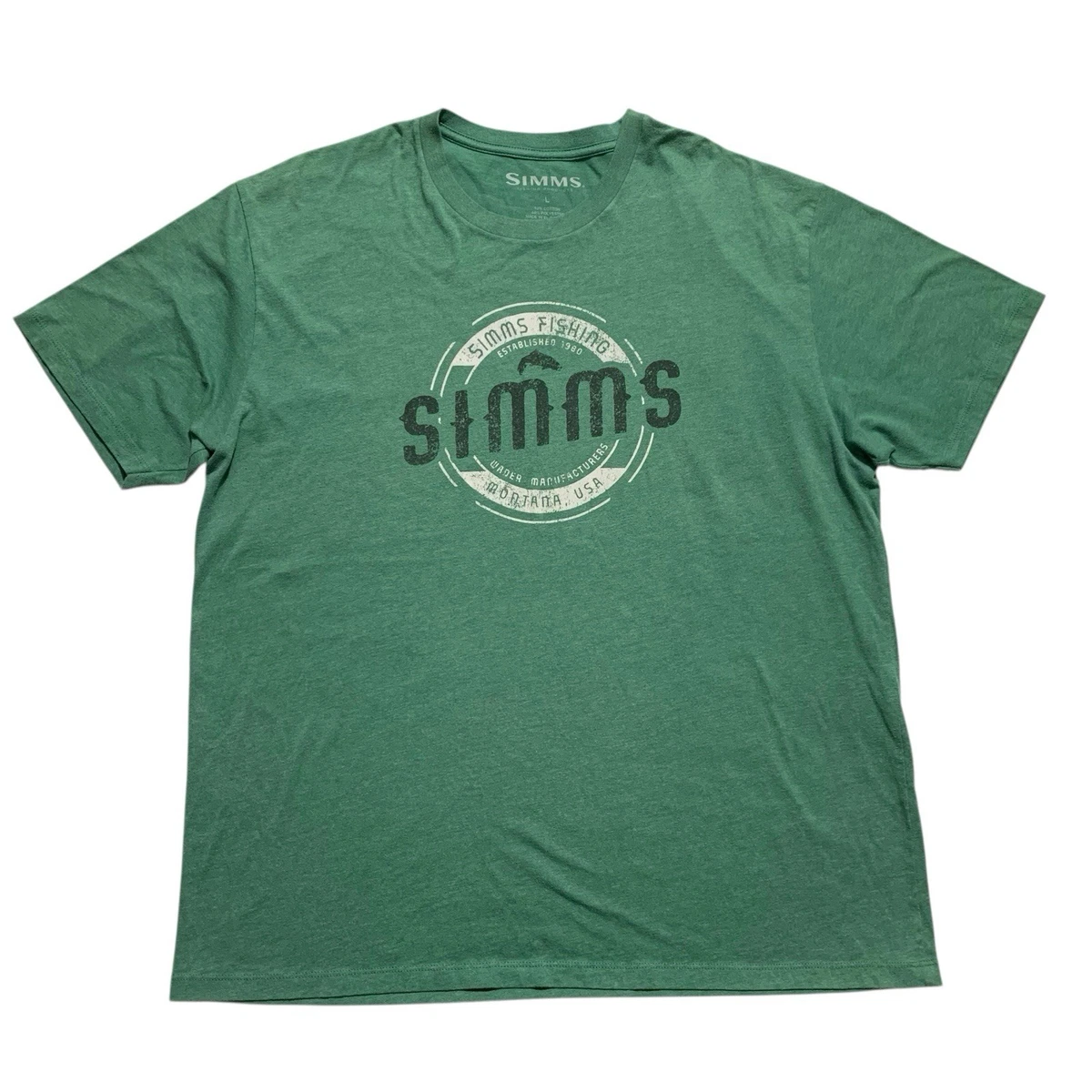T-shirt De Pêche SIMMS Sunrise - Taille L, Manches Courtes, Gris Doux (Grey Heather) - Neuf Dans Son Sac