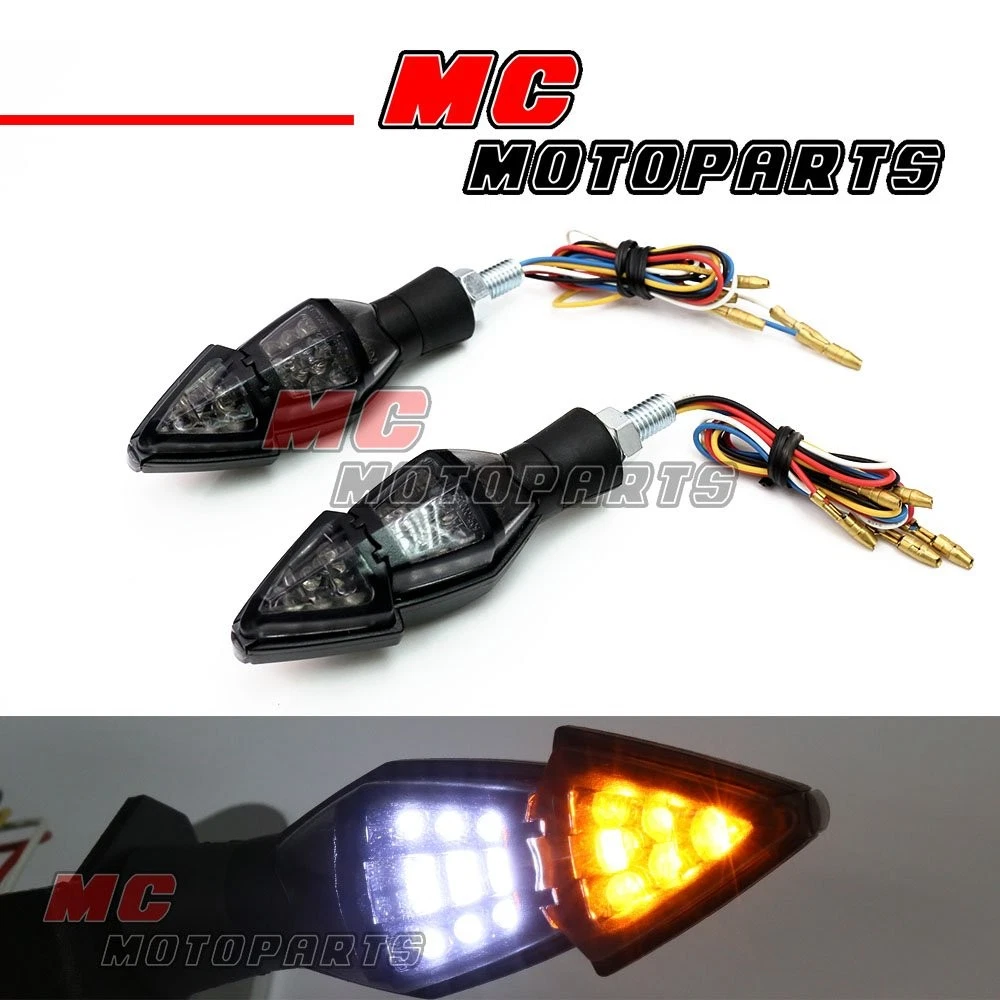 Luces Intermitentes LED Universales Para Moto - 12V, Color ámbar, Lente Ahumada, Para Yamaha TW200, WR250R