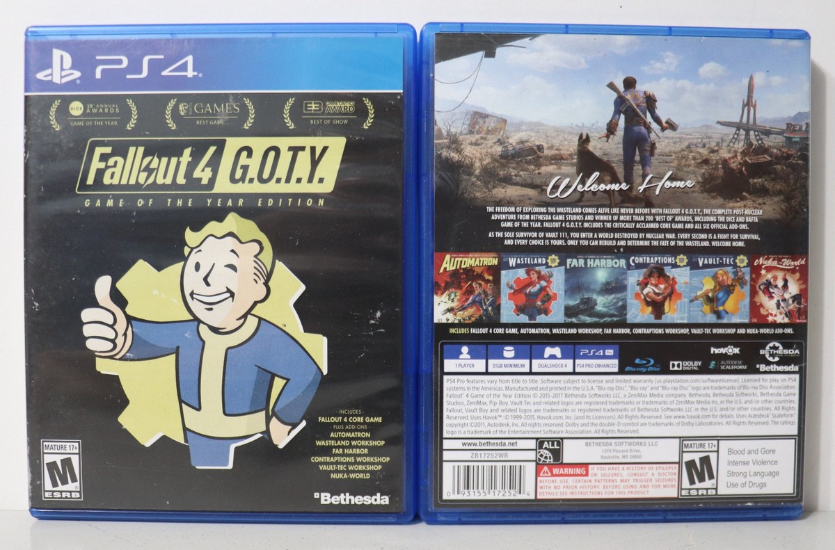 Fallout 4 Game of the Year Edition (Sony PlayStation 4, 2017) PS4
