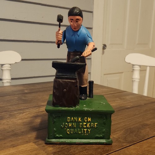 John Deere "Bank on John Deere Quality" Blacksmith Anvil Advertising Bank