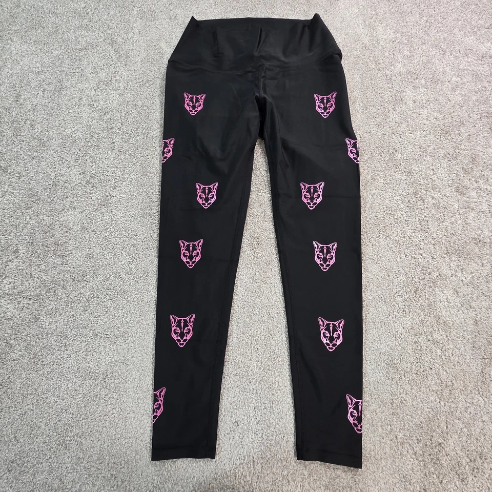 Electric Yoga Women Black Active Pants Large Pink cougar graphics - Image 2 of 4