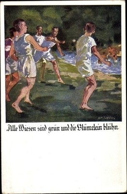 Artist Postcard Amtsberg, Otto, all meadows are green, German... - 3697375