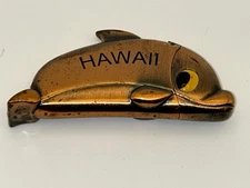 Vintage Dolphin HAWAII Cigarette Lighter Cover Holder Flip Top Fits Mini Bic