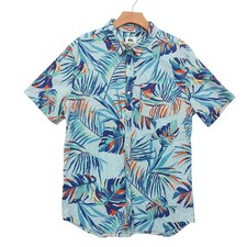 Quiksilver Hawaiian Shirt Mens Medium Blue Re...